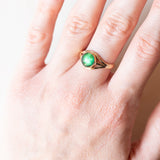 Anello retró in oro giallo 18K con pasta di vetro verde, anni ‘40