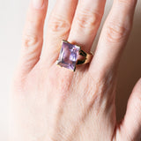 Anello vintage da cocktail in oro 14K con ametista (7ct ca.), anni ‘60/‘70
