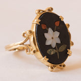 Anello vintage in oro giallo 18K con mosaico, anni ‘70/‘80