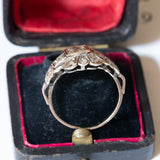 Art Nouveau ring in 14K gold and silver with rosette cut diamonds, 1920s