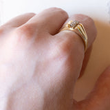 Coppia di anelli vintage in oro 18K con diamanti (0.08ctw ca.), anni ‘70