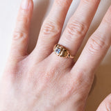 Anello vintage in oro 18K con topazio azzurro, anni ‘60