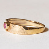 Anello a fascia in oro 9K con rubino, anni ‘50/‘60