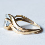 Anello vintage in oro 18K con acquamarina, anni ‘50/‘60