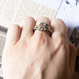 Art Nouveau ring in 14K gold and silver with rosette cut diamonds, 1920s