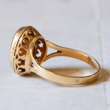 Anello vintage in oro 18K con quarzo citrino arancione, anni ‘70