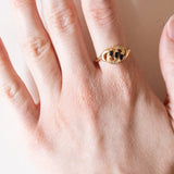Anello vintage in oro 18K con topazi e diamanti, anni ‘50/‘60