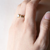 Anello vintage in oro 14K con opale e diamanti, anni ‘60/‘70
