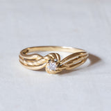 Solitario vintage in oro 18K con pietra imitazione di diamante, anni '60/'70