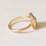 Anello vintage in oro 18K con zaffiri e diamanti, anni ‘40/‘50