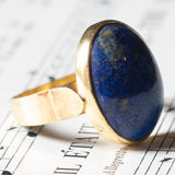 Anello vintage in oro giallo 18K con lapislazzuli, anni ‘70