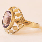 Anello vintage in oro giallo 8K con ametista (2.50ct ca.), anni ‘60/‘70