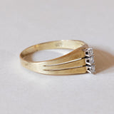 Anello triplo in oro 14K con diamanti (0.15ctw ca.), anni ‘70
