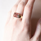 Anello vintage in oro 9K con tormaline rosa e diamanti, anni ‘80/‘90