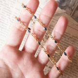Collana vintage in oro 18K con zaffiri di taglio marquise, anni ‘70
