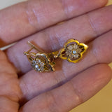 Orecchini antichi in oro 14K con madreperla e paste di vetro, primi ‘900