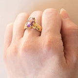 Anello vintage in oro 18K con ametista, anni ‘60