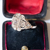 Art Nouveau ring in 14K gold and silver with rosette cut diamonds, 1920s