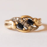 Anello vintage in oro 18K con zaffiri e diamanti, anni ‘60