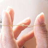 Braccialetto vintage in oro 18K con punto luce (0.05ct ca.), anni ‘70/‘80