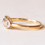 Anello antico in oro giallo 18K e argento con diamanti di taglio rosetta, anni ‘20/‘30