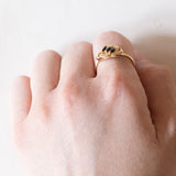 Anello vintage in oro 18K con topazi e diamanti, anni ‘50/‘60