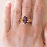 Anello vintage in oro 18K con ametista, anni ‘60