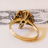 Anello vintage in oro 18K con zaffiri e diamanti, anni ‘70
