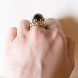 Anello vintage in oro 14K con occhio di tigre, anni ‘70