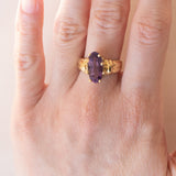 Anello vintage in oro 18K con ametista, anni ‘60
