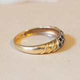 Anello vintage in oro 14K con zaffiri (0.16ctw ca.), anni ‘60/‘70