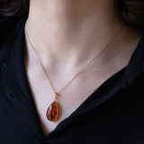 Ciondolo vintage in oro 8K con ambra, anni ‘70/‘80