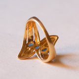 Anello vintage in oro 18K con zaffiri, anni ‘60