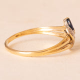 Anello vintage in oro giallo e bianco 18K con zaffiri, anni ‘60