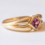 Anello vintage in oro giallo 18K con rubini, anni ‘70