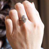 Anello Art Déco in platino e in oro bianco 18K con acquamarina e diamanti, anni ‘30
