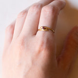 Anello vintage in oro 18K con rubino, anni ‘50