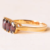 Anello vintage in oro giallo 18K con granati (2ctw ca.), anni ‘50/‘60