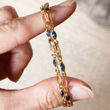 Collana vintage in oro 18K con zaffiri di taglio marquise, anni ‘70