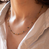 Collana vintage in oro 18K con zaffiri di taglio marquise, anni ‘70
