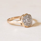 Bague marguerite ancienne en or 18 carats et diamants, années 1930/40