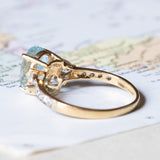 Vintage 18K gold ring with synthetic blue spinel and white stones, 1980s