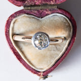 Solitario antico in oro 18K con diamante di taglio vecchia Europa (0.90ct ca.), anni ‘30/‘40