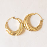 Orecchini vintage a cerchio in oro 14K a canna vuota, anni ‘70
