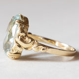 Anello vintage in oro 14K con acquamarina (4ct ca.), anni ‘60
