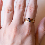 Anello vintage in oro 18K con zaffiri, anni ‘50/‘60