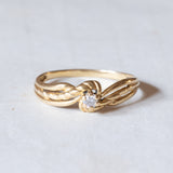 Solitario vintage in oro 18K con pietra imitazione di diamante, anni '60/'70