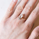 Anello vintage in oro 18K con quarzo azzurro, anni ‘50/‘60