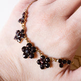 Collana vintage in oro 8K con granati, anni ‘50/‘60