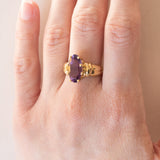 Anello vintage in oro 18K con ametista, anni ‘60